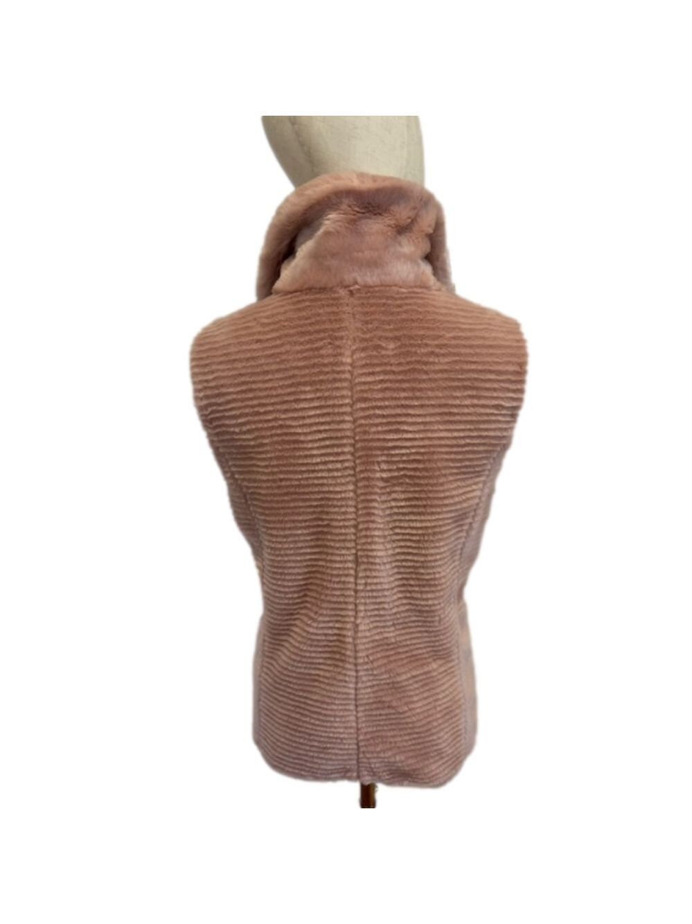 Y2K BLUSH PINK MOBWIFE FAUX FUR RIBBED FITTED REVERSIBLE VEST LIZ CLAIBORNE LP - Picture 12 of 17